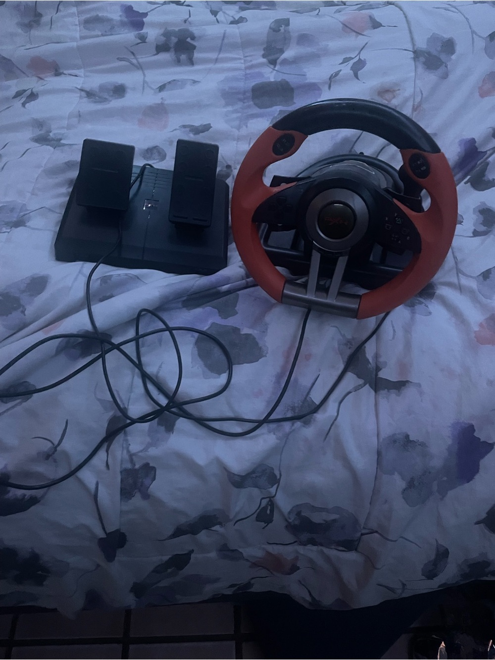Orange & Black Wired Racing Wheel with Pedals